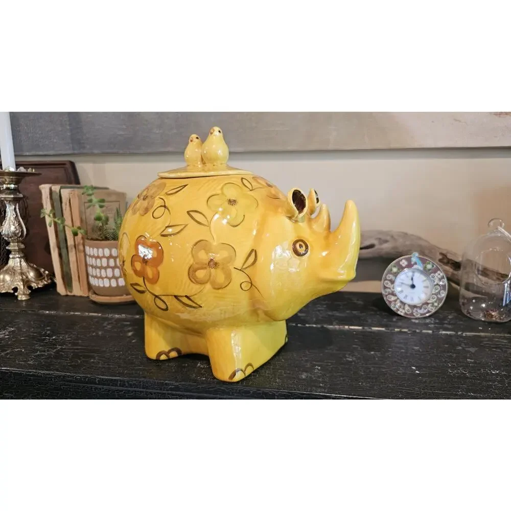 1960s Handpainted Cookie Jar Rhinoceros Named Bartholomew